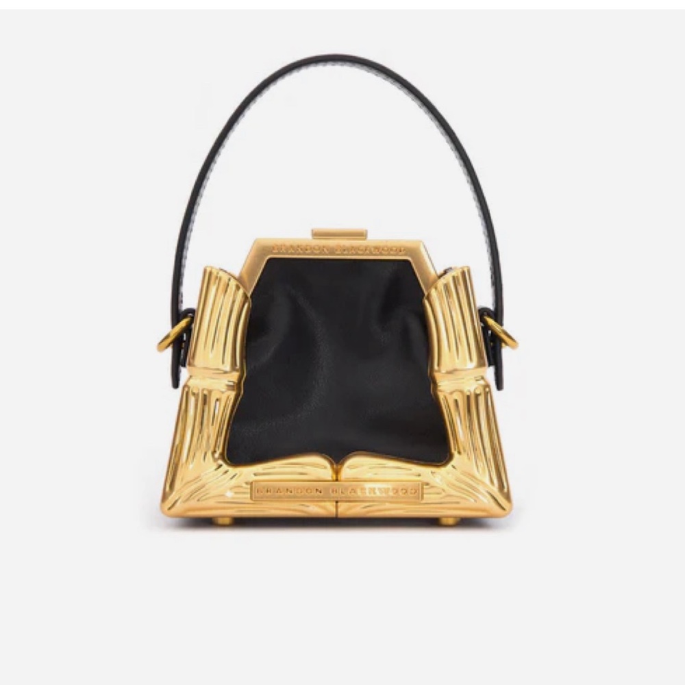 Chic Black and Gold Mini Bag with Geometric Design